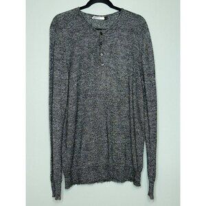 Foreign Exchange Men's' XL Mohair Blend Gray Henley LS Patch Elbow Sweater NWOT